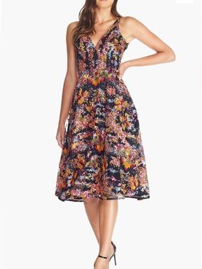 Dress the Population Sequin V-Neck Midi Dress